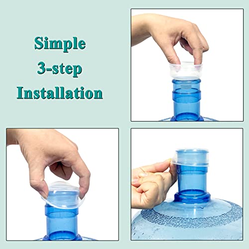 LhyBtm 3 & 5 Gallon Water Jug Cap Reusable Silicone Replacement Cap Lids, Non Spill 55mm Water Bottle Caps for Snap Top Bottle and Water Dispenser Plastic Bottles (Pack of 2) - Image 5