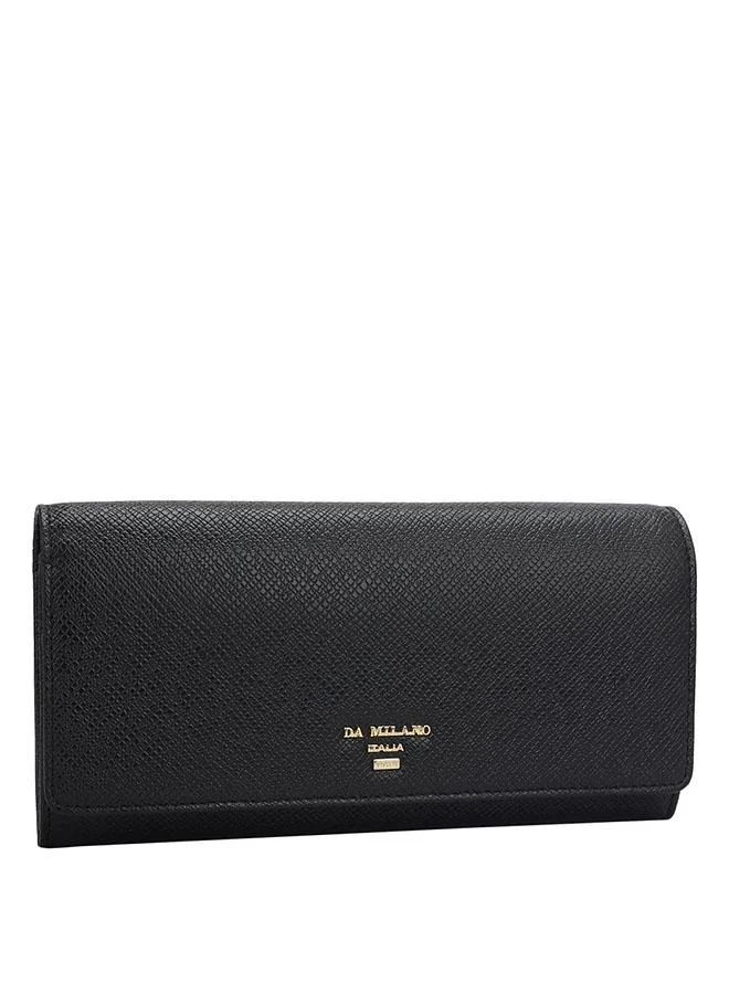 دا ميلانو محفظة نسائية جلد طبيعي أسود