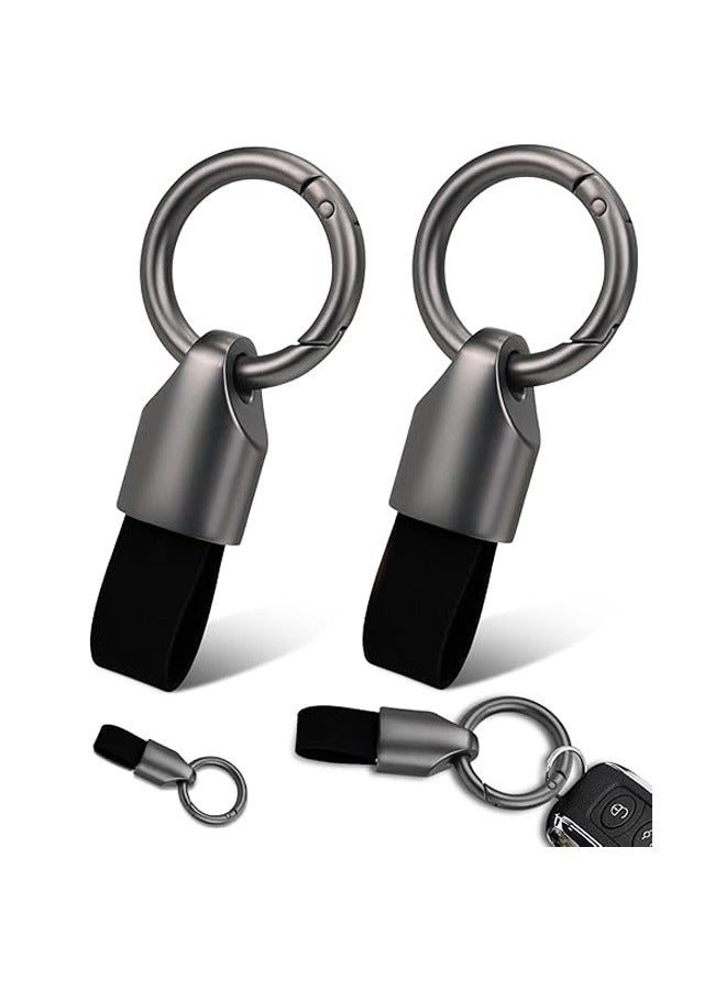 2 Pcs Keyring Keychain for Car Key Fob Holder, Zinc Alloy Buckle Small Leather Key Chain, Key Ring Fob Accessory  - Image 1