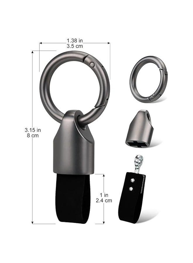 2 Pcs Keyring Keychain for Car Key Fob Holder, Zinc Alloy Buckle Small Leather Key Chain, Key Ring Fob Accessory  - Image 2