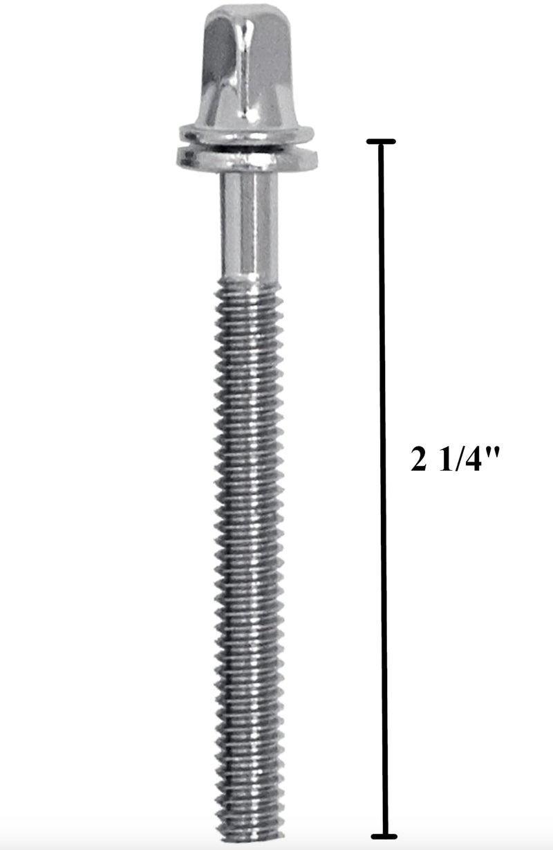 ROSS Percussion Tension Rods with washers for drums 2 1/4 Inch - 12 Pack Chrome Plated