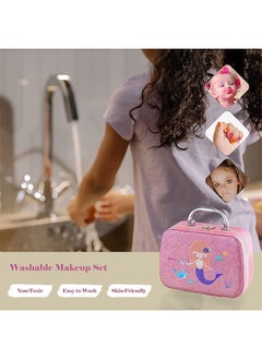 Beauenty Kids Makeup Kit for Girls 24 PCS Princess Washable Girls Makeup Toy Pretend Play Makeup Toy Set Birthday Gift Toys Set with Carry Bag for Toddler Children Kids Girl Party (pink)  - Image 5