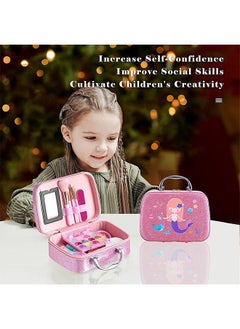 Beauenty Kids Makeup Kit for Girls 24 PCS Princess Washable Girls Makeup Toy Pretend Play Makeup Toy Set Birthday Gift Toys Set with Carry Bag for Toddler Children Kids Girl Party (pink)  - Image 2