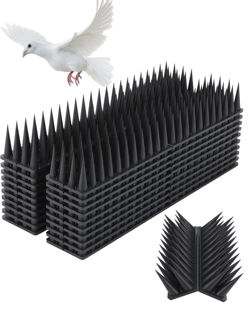 Geulieby Bird Spikes for Outside, 20 Pack Bird Spikes, High Thorn Bird Deterrent Spikes, Pigeon Spikes for Small Bird Robin Raccoon, Easy Installation Bird Defender Spikes use for Fence Balcony Building - Image 1