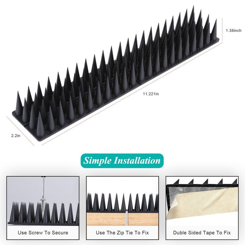 Geulieby Bird Spikes for Outside, 20 Pack Bird Spikes, High Thorn Bird Deterrent Spikes, Pigeon Spikes for Small Bird Robin Raccoon, Easy Installation Bird Defender Spikes use for Fence Balcony Building - Image 5