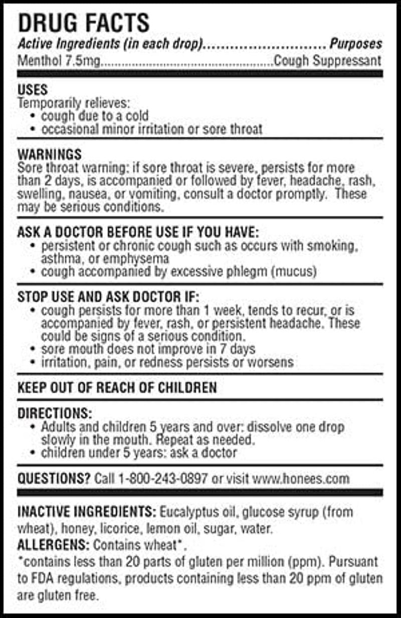 Honees Filled Honey Lemon Cough Drops Filled with Honey Menthol Lemon and Eucalyptus Nothing Artificial Natural Sore Throat Lozenges NonGMO Gluten Free 2 Pack 40 Drops - Image 2