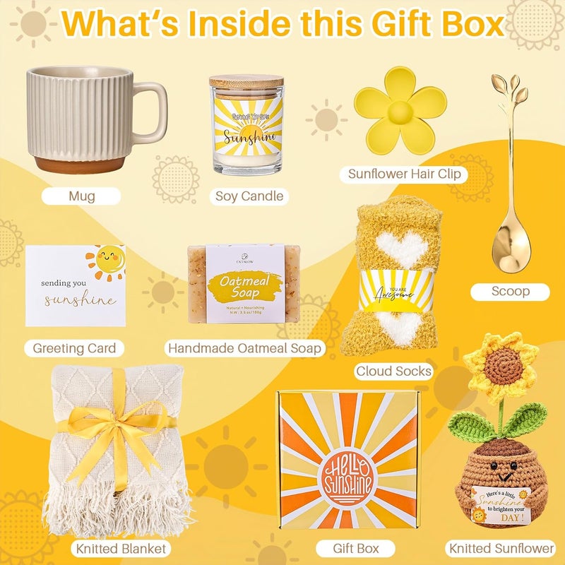 EXTALOW Gift Baskets for Women, Unique Birthday Gifts for Women,Get Well Soon Gift Basket,Christmas Gifts, Care Package Sending Sunshine Box Thinking of You for Mom Wife Sister Best Friends Teen Girls - Image 2