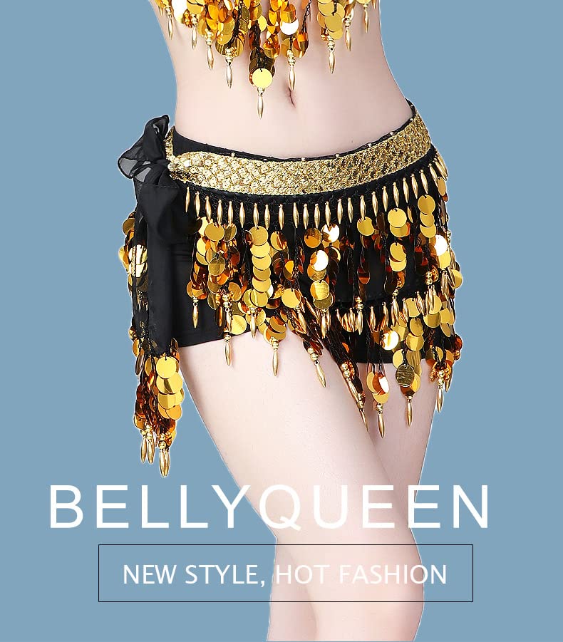 Nimiman Sequin Coins Fringe Belly Dance Hip Scarves Tassel Dance Belt Skirt for Women (Silver) - Image 5