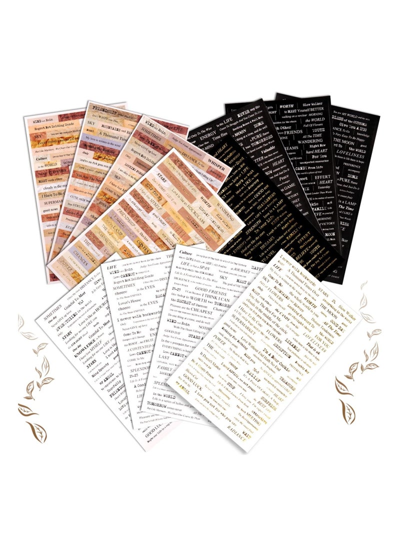 KASTWAVE 12 ملصقات اقتباس لتدوين الملاحظات لوازم القص واللصق، ملصقات الكلمات لوازم دفتر الملاحظات، ورق دفتر ملاحظات جمالي لوازم دفاتر النقاط للحرف اليدوية - Image 1