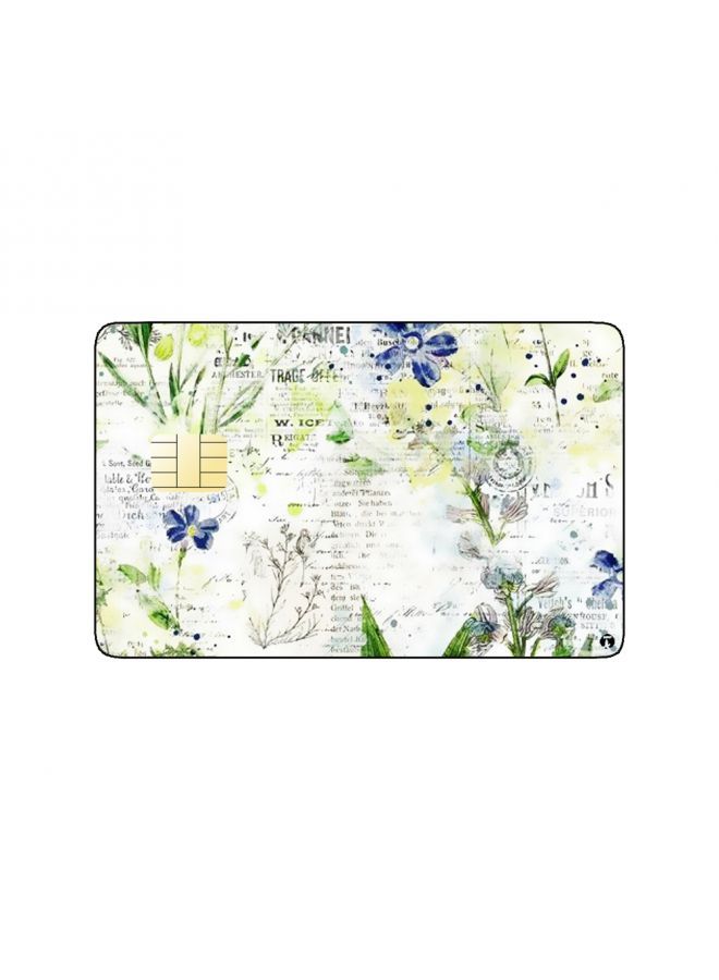 RKN PRINTED BANK CARD STICKER Beautiful Blue Roses Drawing - Image 1