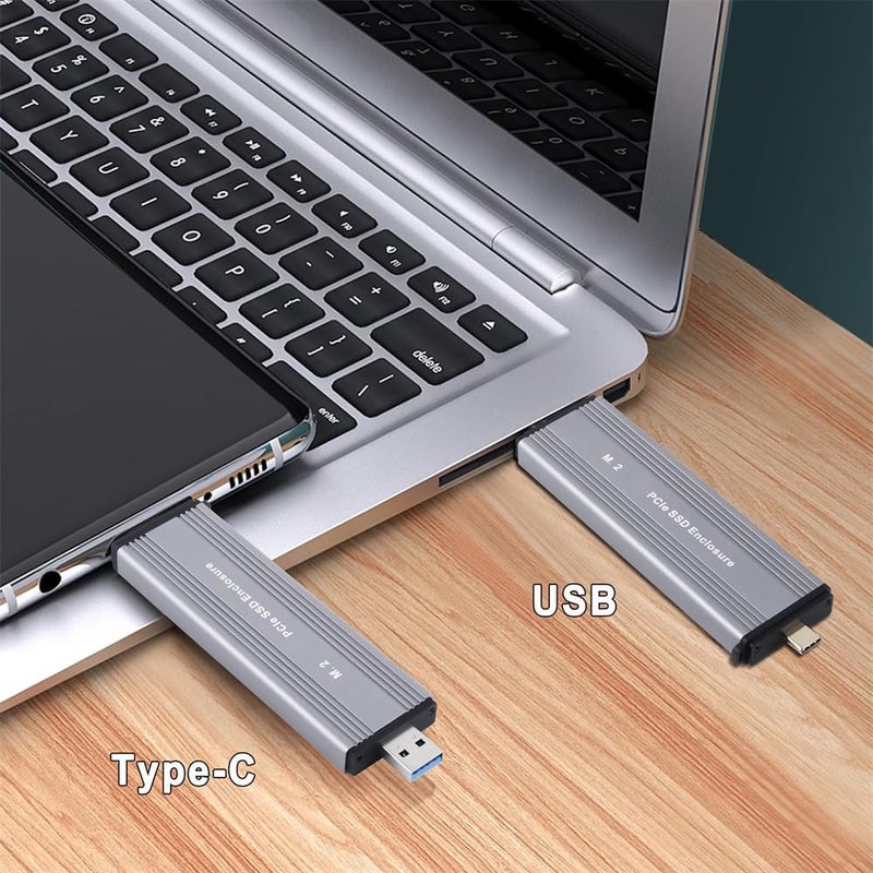 M.2 NVMe PCIe SSD Enclosure Adapter, USB 3.2 Type C to M.2 NVMe/SATA, 10Gbps Transfer Speed, Aluminum Alloy Case, Supports M, B, B+M Keys, 2TB SSD 2230/2242/2260/2280 - Image 5