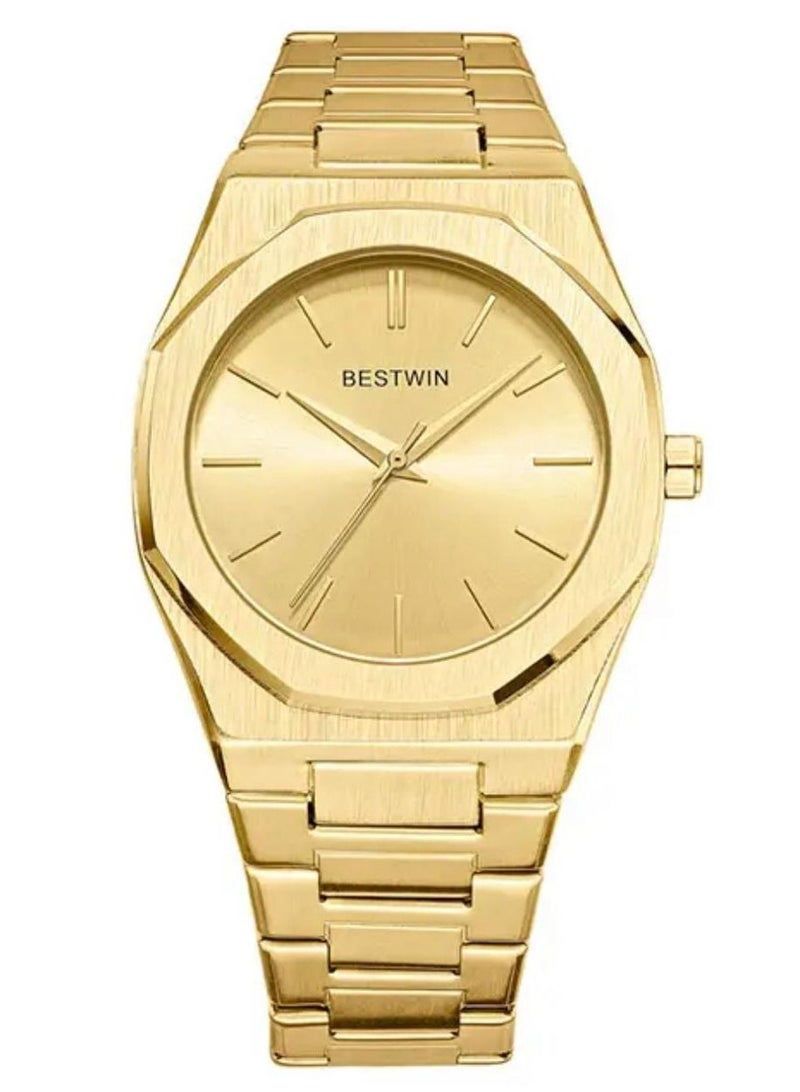 Slim Watch for Men, Limited Edition, by Bestwin, Gold Band with Gold Dial