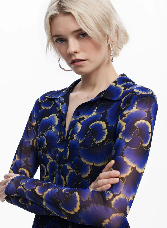 DESIGUAL Floral Pleated Mini Dress