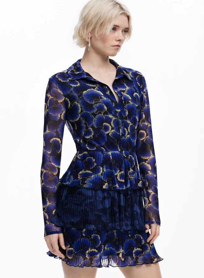 DESIGUAL Floral Pleated Mini Dress