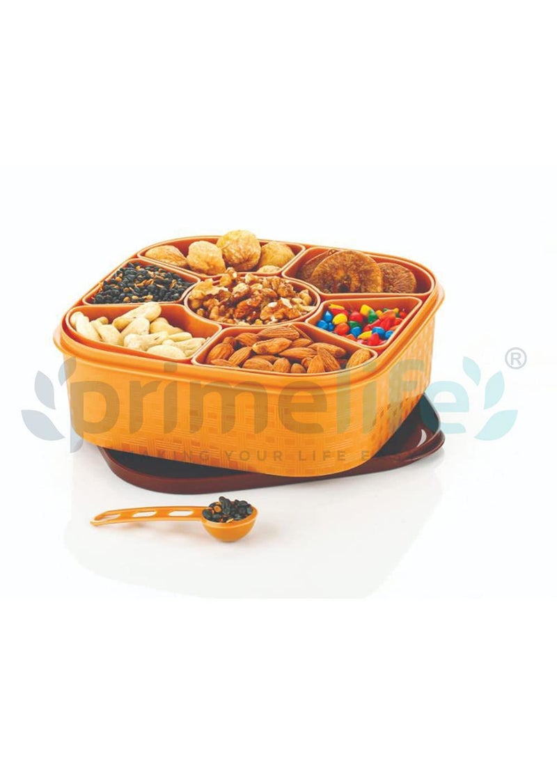 Primelife Primelife Plastic 7 IN 1 Elegant Masala Multipurpose Masala Rangoli Dabba Box Set Masala Container Plastic Wooden Style MB Set of2  - Image 4