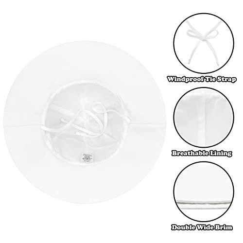 Sarfel Baby Girl Sun Hat Summer Baby Hats UPF 50+Toddler Sun Hat Infant with Wide Brim Bucket Hat White 18.9"(48cm)/6-12 Months - Image 3
