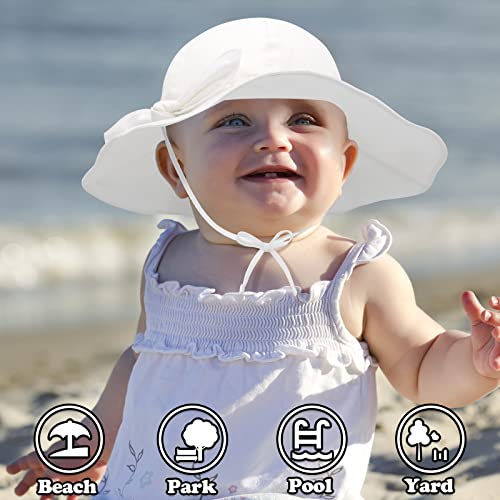 Sarfel Baby Girl Sun Hat Summer Baby Hats UPF 50+Toddler Sun Hat Infant with Wide Brim Bucket Hat White 18.9"(48cm)/6-12 Months - Image 2
