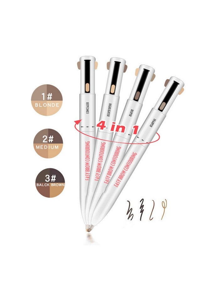 Sonew 4 In1 Eyebrow Contour Highlight Pen Waterproof Ing Eyebrow Tint Pen Brow Defining Pencil Eye Makeup Beauty Tool For Women Girls (2 Medium) - Image 5