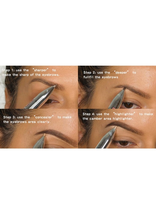 Sonew 4 In1 Eyebrow Contour Highlight Pen Waterproof Ing Eyebrow Tint Pen Brow Defining Pencil Eye Makeup Beauty Tool For Women Girls (2 Medium) - Image 2