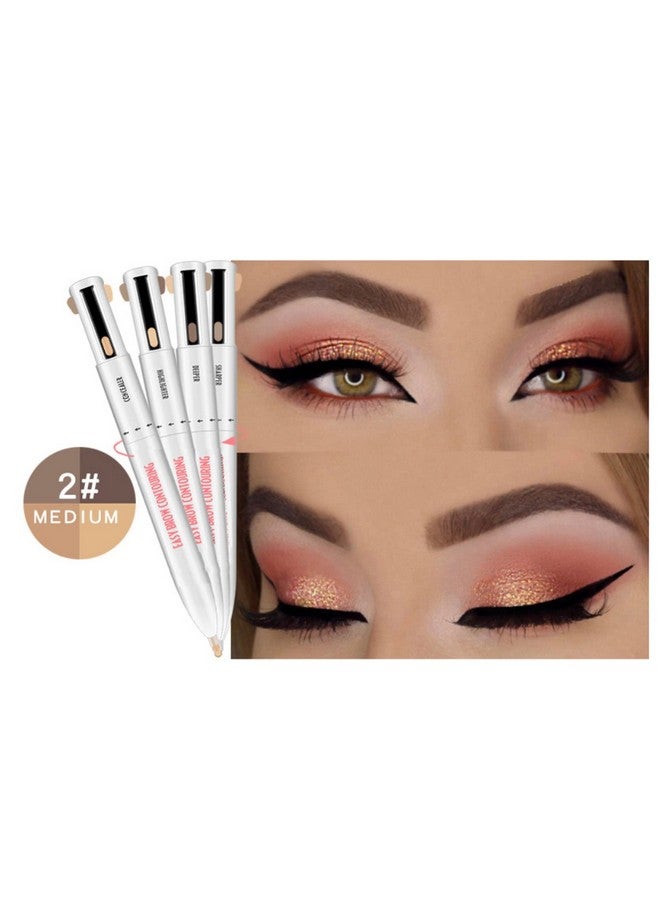 Sonew 4 In1 Eyebrow Contour Highlight Pen Waterproof Ing Eyebrow Tint Pen Brow Defining Pencil Eye Makeup Beauty Tool For Women Girls (2 Medium) - Image 4