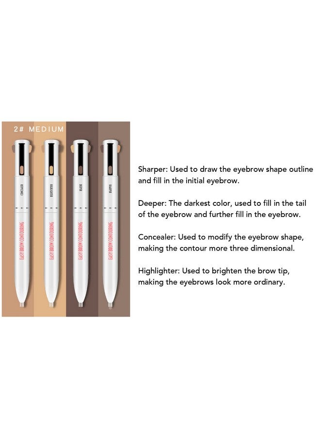 Sonew 4 In1 Eyebrow Contour Highlight Pen Waterproof Ing Eyebrow Tint Pen Brow Defining Pencil Eye Makeup Beauty Tool For Women Girls (2 Medium) - Image 3