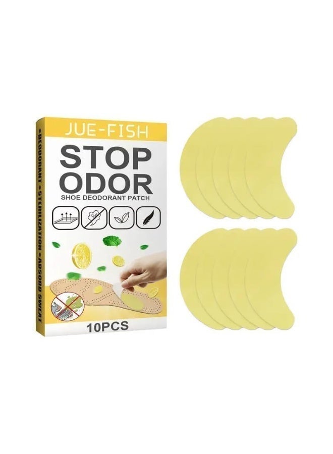 Shoe Odor Remover Patches with Lemon Fragrance – Antibacterial Deodorizer and Odor Absorber Stickers for Shoes (Pack of 10) - Image 1