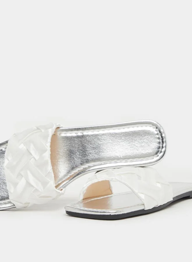 Take Two Braided Design Silky Look Flat Sandals by Styli