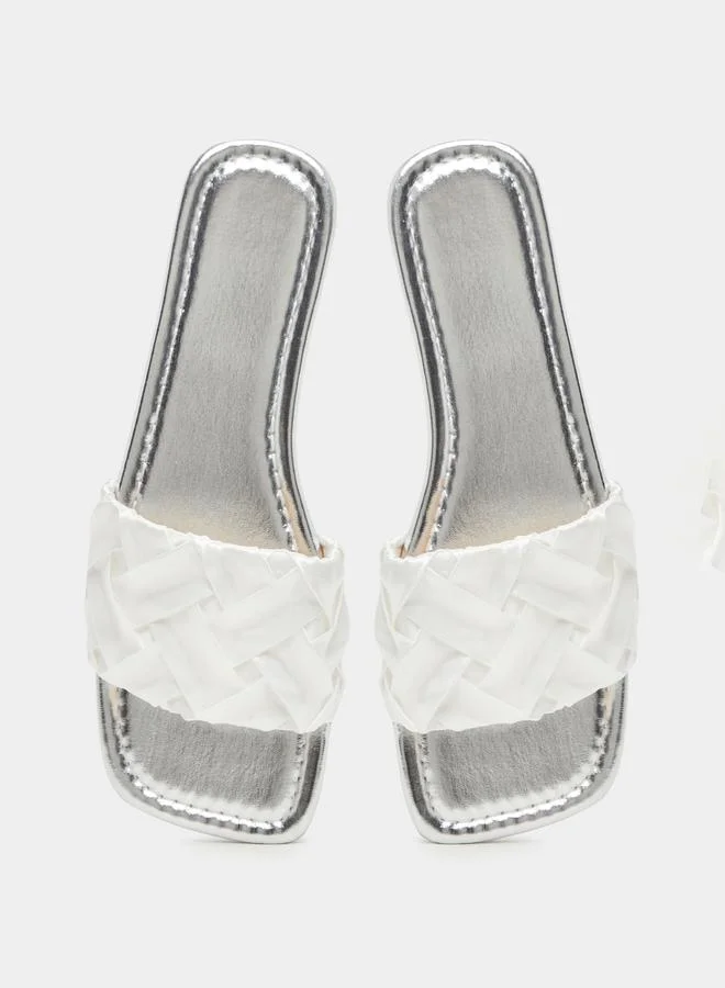 Take Two Braided Design Silky Look Flat Sandals by Styli