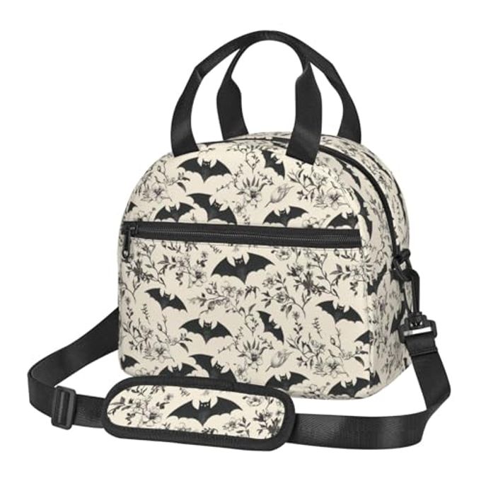 bassyil Bat Insulated Lunch Bag Reusable Lunch Box With Adjustable Shoulder Strap Cooler Tote Bag For Men Women - Image 1