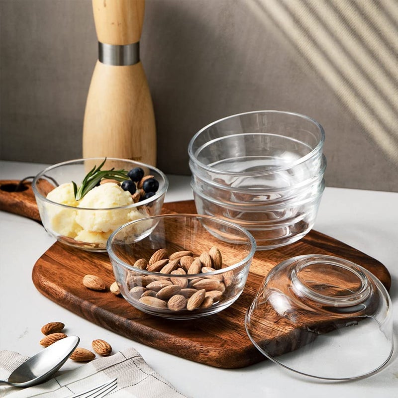 bellemax Glass Bowl for Kitchen Prep, Dessert, Dips, and Candy Dishes, Cake, Snack Bowl Or Nut Bowls, and Microwave Safe Clear Glass Bowls for Mixing, Storing Inch Size 4.5 Inch (Round - 02) - Image 2