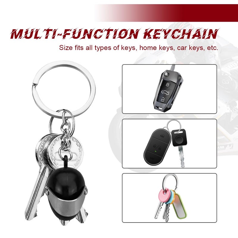 NYTKL 2 PCS Motorcycle Helmet Keychain, Creative Motorcycle Keychain Helmet Key Fob, 3D Metal Motorbike Keyring for Men (Black) - Image 3