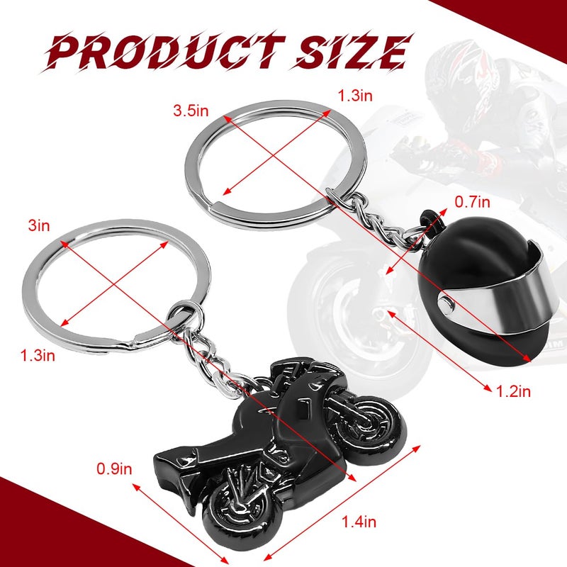 NYTKL 2 PCS Motorcycle Helmet Keychain, Creative Motorcycle Keychain Helmet Key Fob, 3D Metal Motorbike Keyring for Men (Black) - Image 2