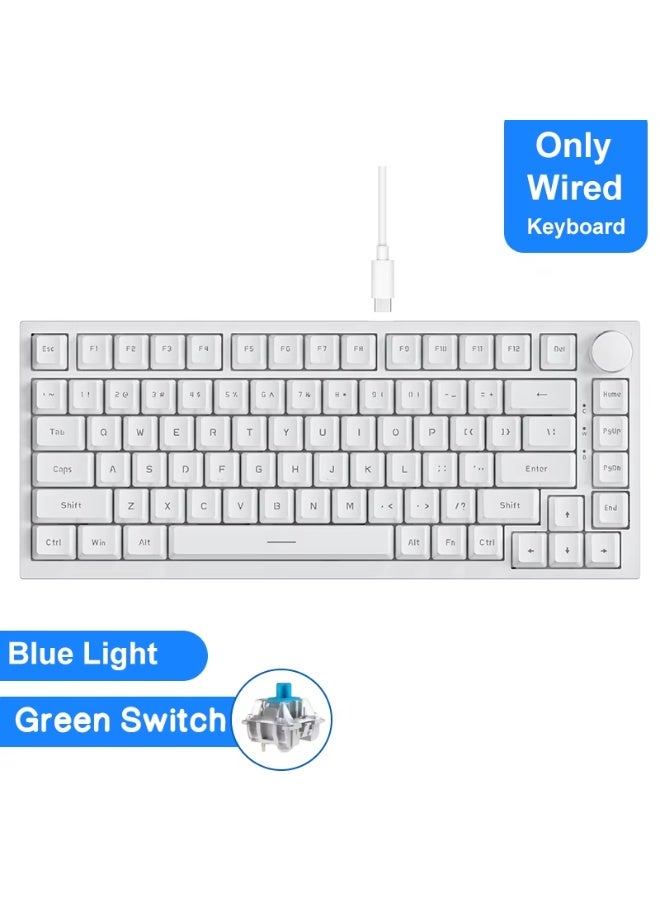 A-jazz AJAZZ AK820 mechanical gaming keyboard with knob 75% keyboard hot-swappable Type-C wired gasket 5-layer noise absorption foam white LED backlight for PC/Win/Mac-Black - Image 1