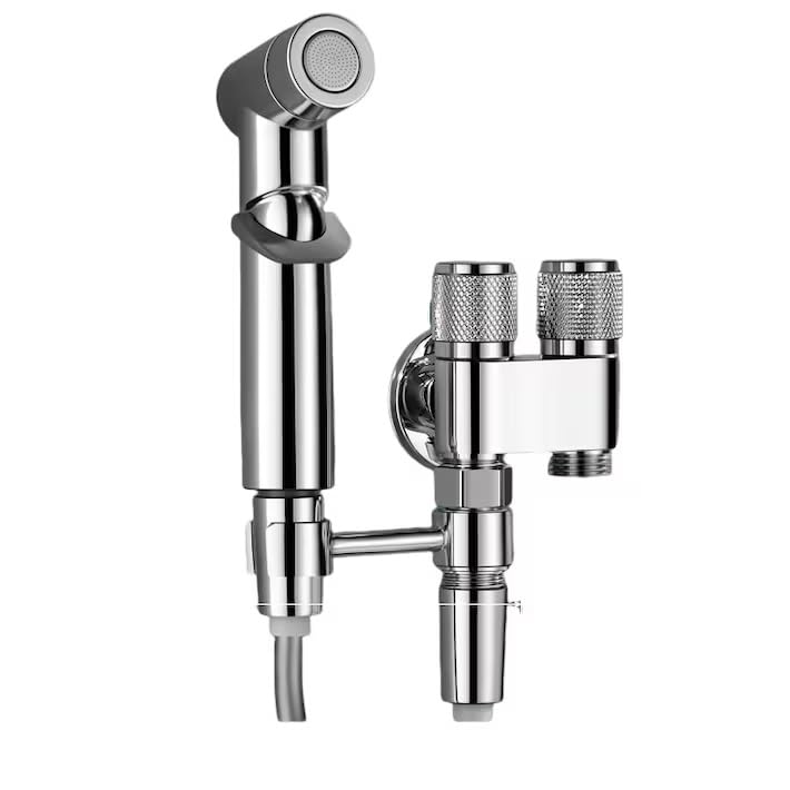GSAINTLY Handheld Bidet Sprayer Set HighPressure Jet Spray for Toilet Bathroom WallMounted Hygiene Faucet with TValve Diverter Dual Control Valve Adjustable Water PressureSilver - Image 1