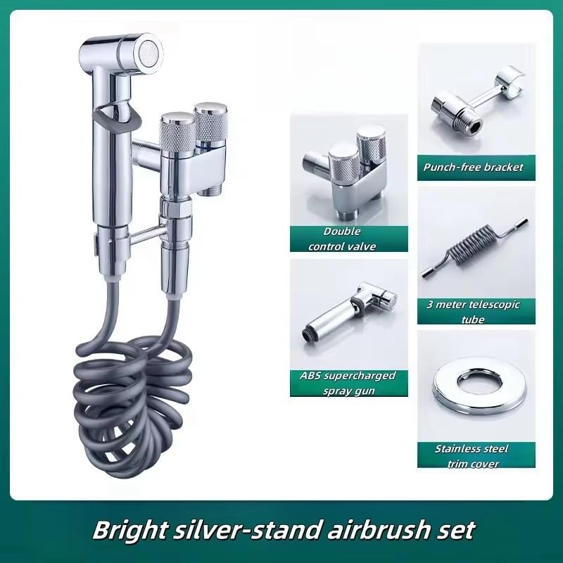GSAINTLY Handheld Bidet Sprayer Set HighPressure Jet Spray for Toilet Bathroom WallMounted Hygiene Faucet with TValve Diverter Dual Control Valve Adjustable Water PressureSilver - Image 3