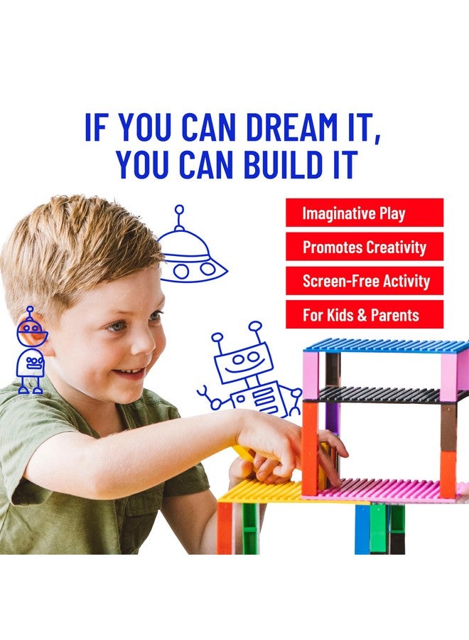 Strictly Briks بلاطات قاعدة ستريكتلي بريكس 12 عبوة 10x10 بوصة، بلاطات بناء قابلة للتكديس مع 32 × 32 دبابيس، حصائر، قواعد، ألواح، أوراق متوافقة 100% مع جميع العلامات التجارية الكبرى، ألوان زاهية - Image 5