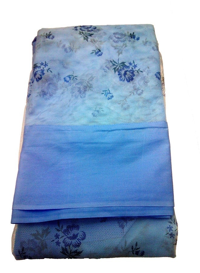 ans Printed Mosquito net Durable Polycotton Free air Flow Long Lasting net Highly Durable (Blue Floral Printed net, 3.5 x 6.5 ft Single Bed Size) - Image 2