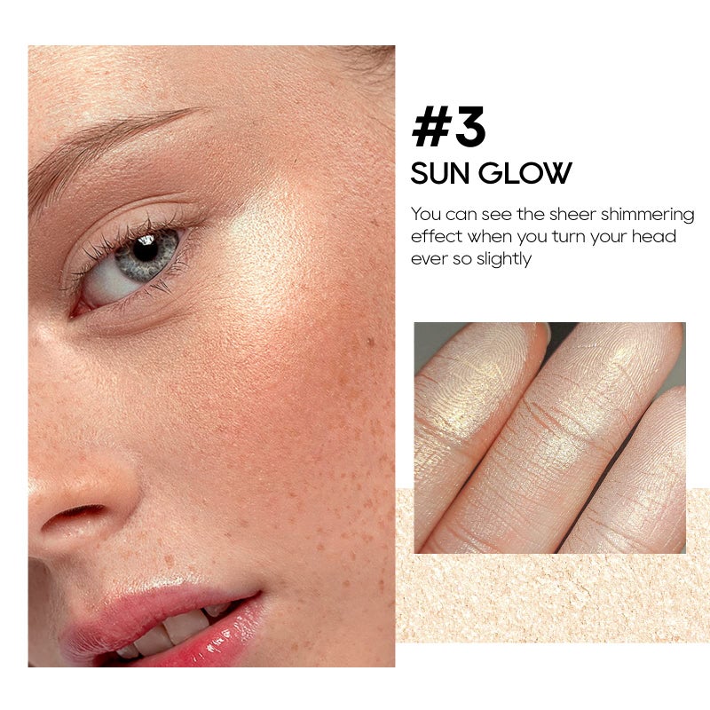 FREEORR Baked Highlighter Powder Palette, Makeup Highlighter Powder Palette Sheer Shimmering Finish Face Highlighters Makeup Iluminadores de Maquillaje #03 Sun Glow - Image 2