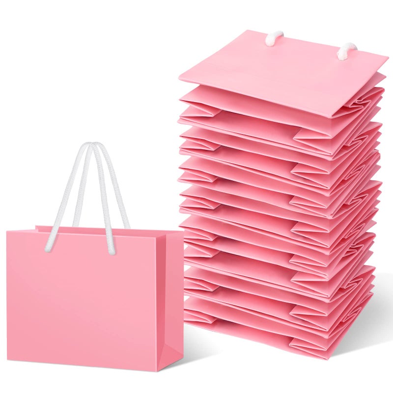 Fainne 24 Pcs Pink Mini Gift Bags with Handle Gift Card Bags Bulk Extra Small Paper Party Favor Boxes Tiny for Mother's Day Wedding Baby Shower Birthday Wrapping Supplies, 4.7 x 3.9 x 2.3 Inch - Image 1