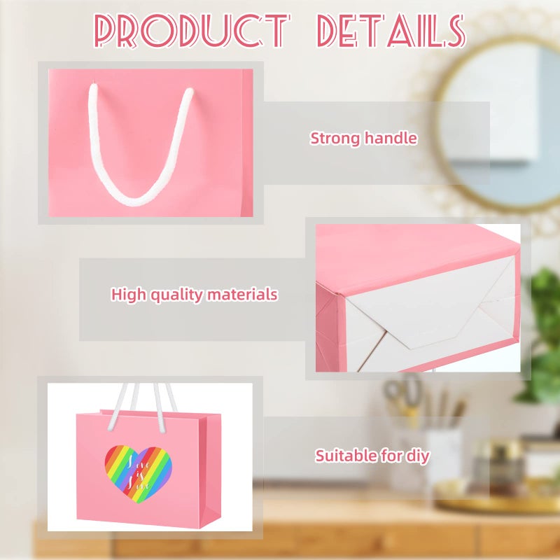 Fainne 24 Pcs Pink Mini Gift Bags with Handle Gift Card Bags Bulk Extra Small Paper Party Favor Boxes Tiny for Mother's Day Wedding Baby Shower Birthday Wrapping Supplies, 4.7 x 3.9 x 2.3 Inch - Image 3