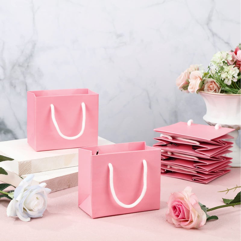 Fainne 24 Pcs Pink Mini Gift Bags with Handle Gift Card Bags Bulk Extra Small Paper Party Favor Boxes Tiny for Mother's Day Wedding Baby Shower Birthday Wrapping Supplies, 4.7 x 3.9 x 2.3 Inch - Image 5