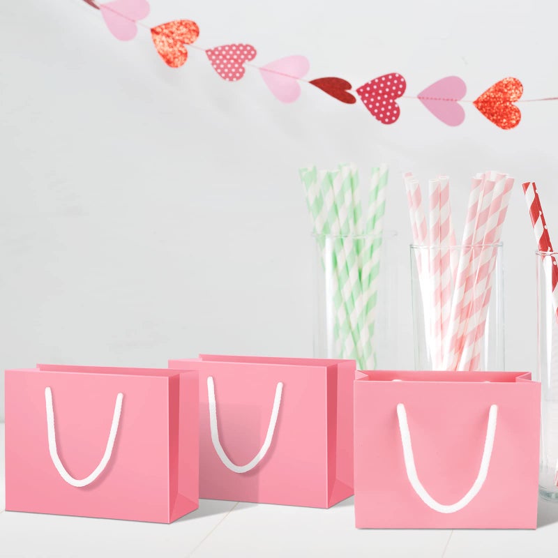 Fainne 24 Pcs Pink Mini Gift Bags with Handle Gift Card Bags Bulk Extra Small Paper Party Favor Boxes Tiny for Mother's Day Wedding Baby Shower Birthday Wrapping Supplies, 4.7 x 3.9 x 2.3 Inch - Image 4