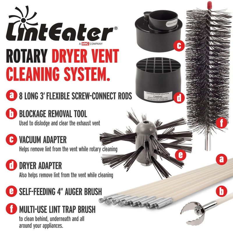 Gardus RLE24 LintEater Rotary Dryer Vent Cleaning System, Removes Lint, Extends Up to 24â€™ - Image 5