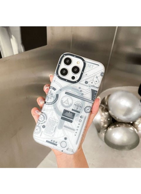 Suitable For 15 Apple 14Pro Technology Road Board IMD Magnetic Scrub Full Package 13promax Double Layer Printing Soft Shell-Color:Gray Circuit Board-Applicable Model:iPhone13