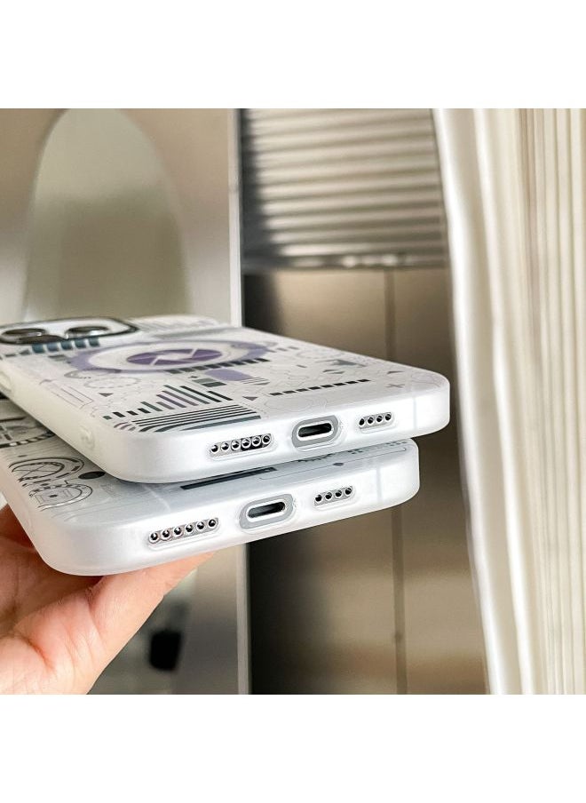 Generic - Suitable For 15 Apple 14Pro Technology Road Board IMD Magnetic Scrub Full Package 13promax Double Layer Printing Soft Shell-Color:Gray Circuit Board-Applicable Model:iPhone13 - Image 1