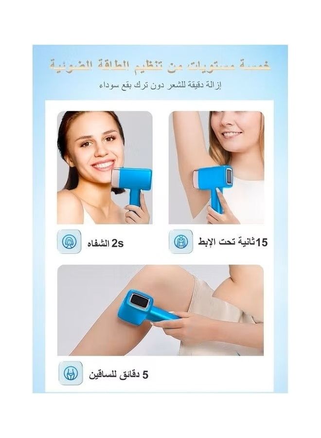MLAY Upgrated Ice Laser Painless Fast Hair Removal Device With 3 lenses (With A Gift Blackhead Remover) 500000 Pulses 5 Levels Sky Blue - Image 5