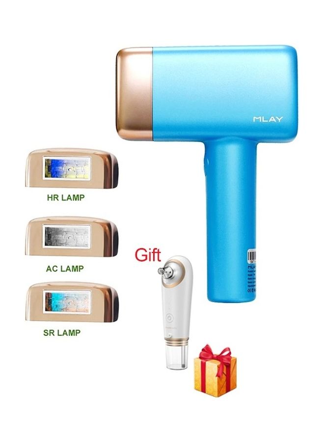 MLAY Upgrated Ice Laser Painless Fast Hair Removal Device With 3 lenses (With A Gift Blackhead Remover) 500000 Pulses 5 Levels Sky Blue - Image 1