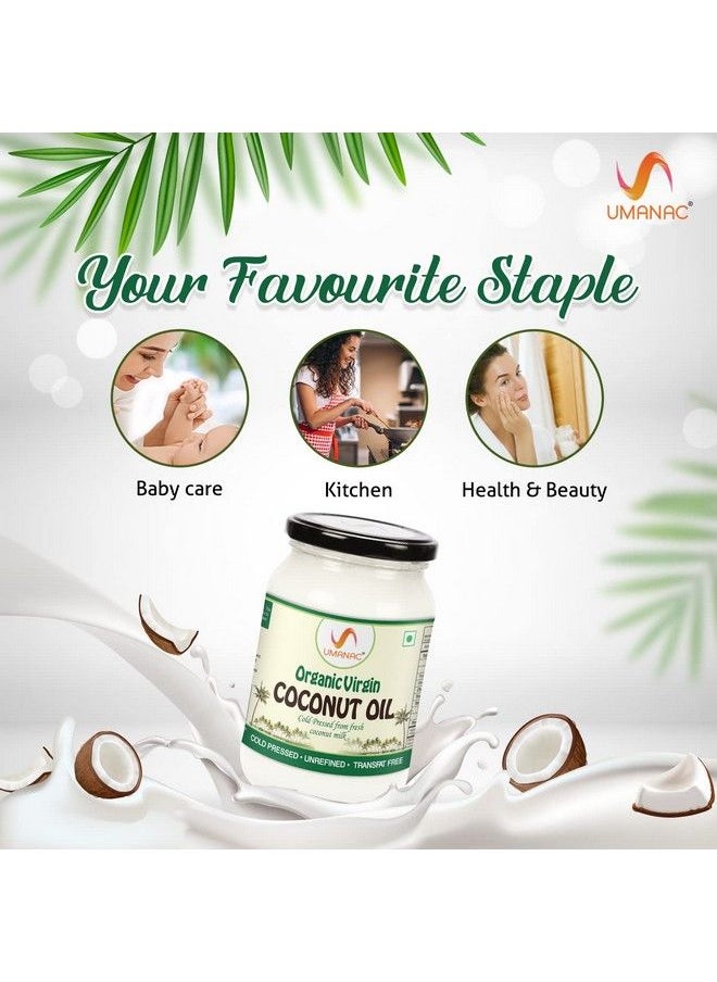 UMANAC Cold Pressed Virgin Coconut Oil Glass Bottle 500Ml ; Unrefined ; Transfat Free ; Cold Press From Fresh Coconut Milk ;  - Image 5