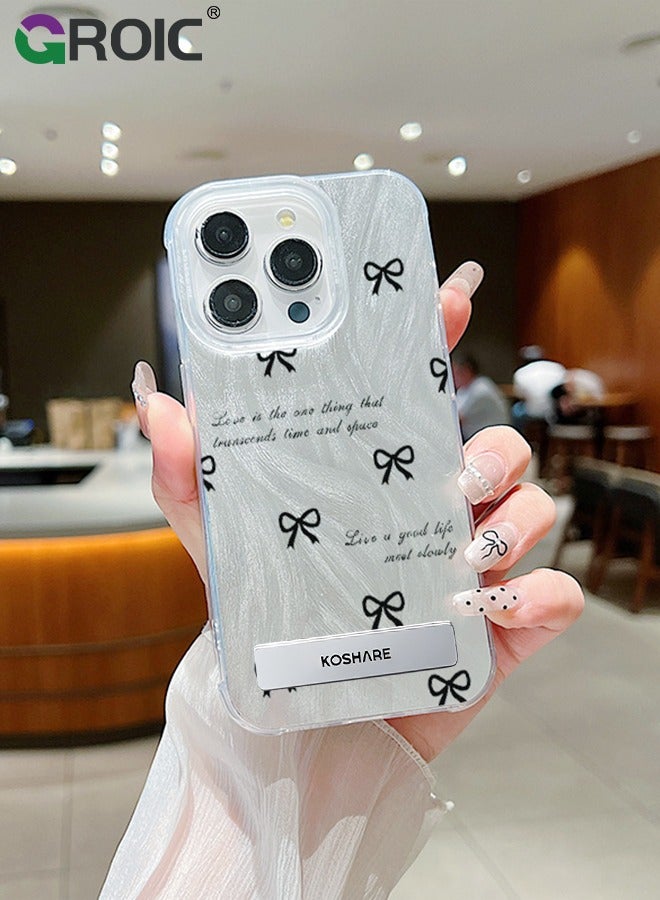 GROIC For iPhone 16 Pro Max Case,Shockproof Protective Phone Case,Glitter Kickstand iPhone 16 Pro Max Cover,Lens Protection Phone Shell iPhone 16 Pro Max,Girl Bow Phone Case for  iPhone 16 Pro Max 6.9'' - Image 5