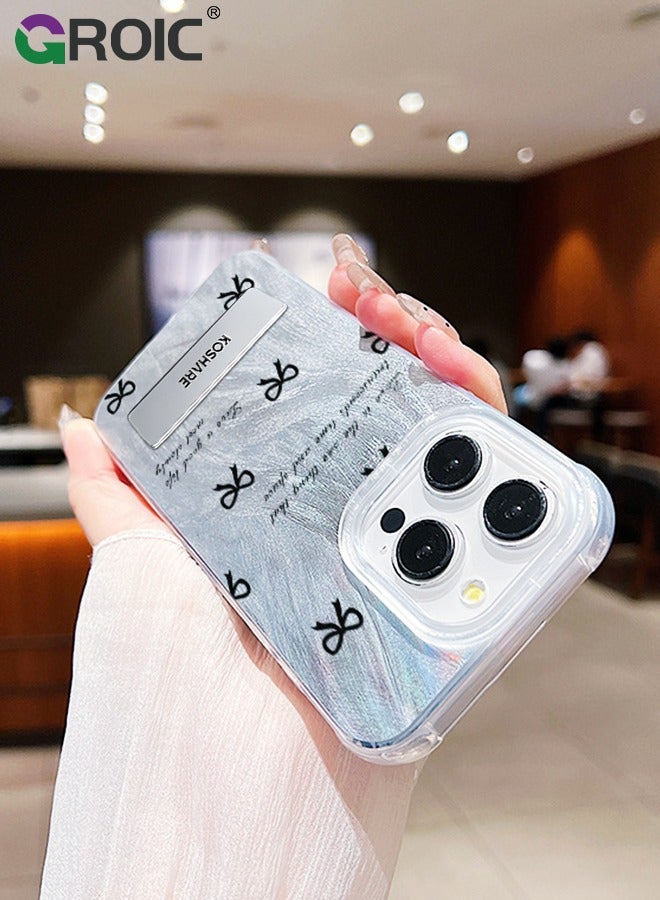 GROIC For iPhone 16 Pro Max Case,Shockproof Protective Phone Case,Glitter Kickstand iPhone 16 Pro Max Cover,Lens Protection Phone Shell iPhone 16 Pro Max,Girl Bow Phone Case for  iPhone 16 Pro Max 6.9'' - Image 4
